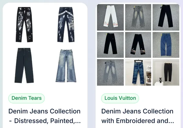 Denim e jeans: due schede articolo dal catalogo