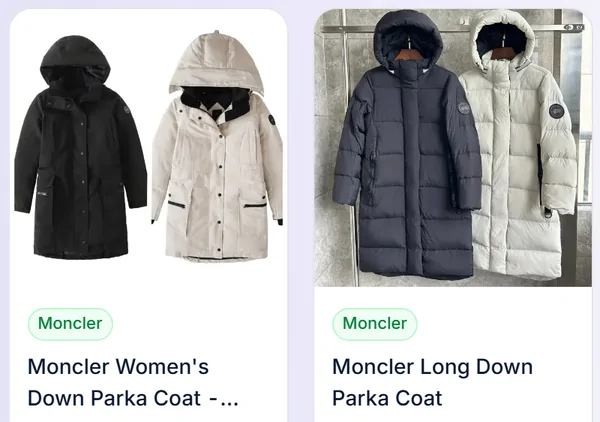 Parka e piumini lunghi: due schede articolo dal catalogo