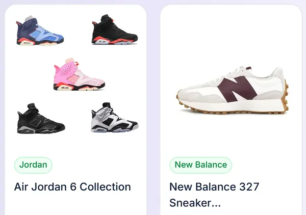 Sneaker: due schede articolo dal catalogo