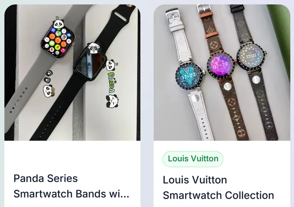 Smartwatch e cinturini: due schede articolo dal catalogo